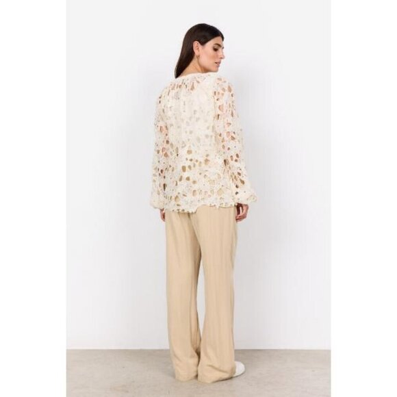 NWT SOYA CONCEPT PAJA 1 Cream Floral Crochet Lace Blouse - Picture 4 of 11